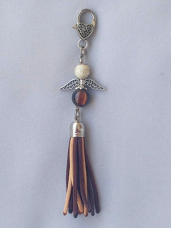Schlüsselanhänger / Taschenanhänger mit Schutzengel Braun