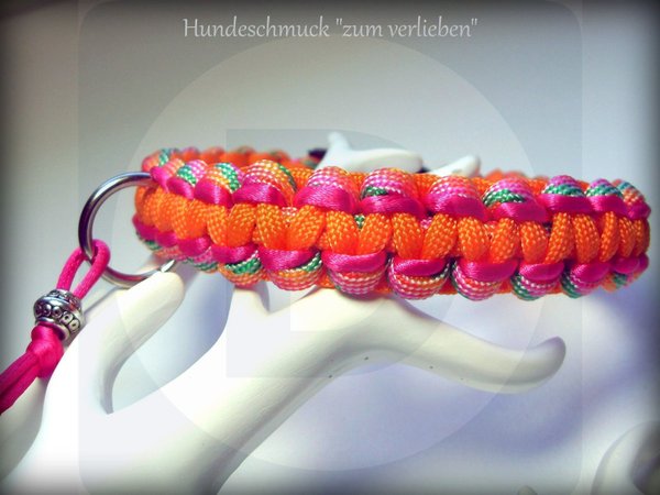 Hundehalsband Paracord orange/pink