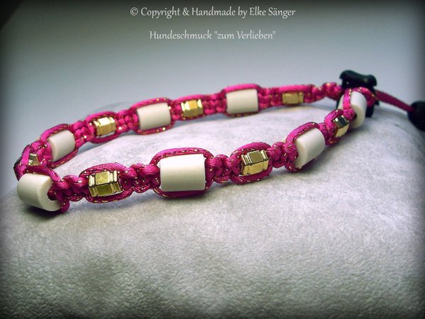 EM-Keramik Halsband Pink mit Goldfaden