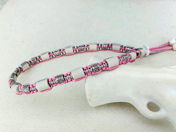EM-Keramik Halsband rosa/hellgrau