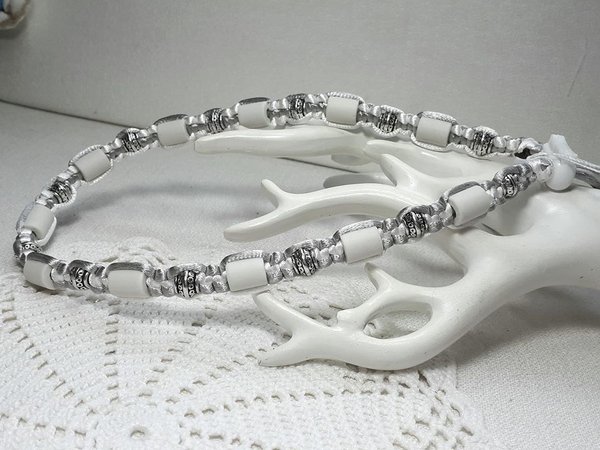 EM-Keramik Halsband Hellgrau/Weiß