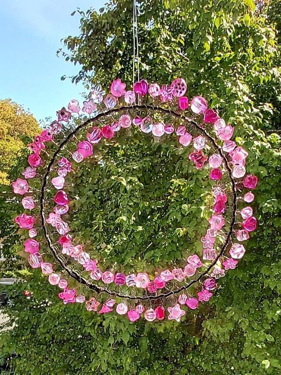 Sonnenfänger/Suncatcher Rund Rosa Pink 15 cm Durchmesser
