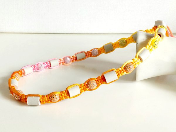 EM Keramik Halsband Gelb, Orange und Rosa